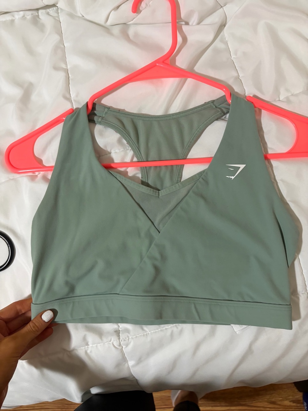 Gymshark Olive Green V-Neck Racerback Sports Bra